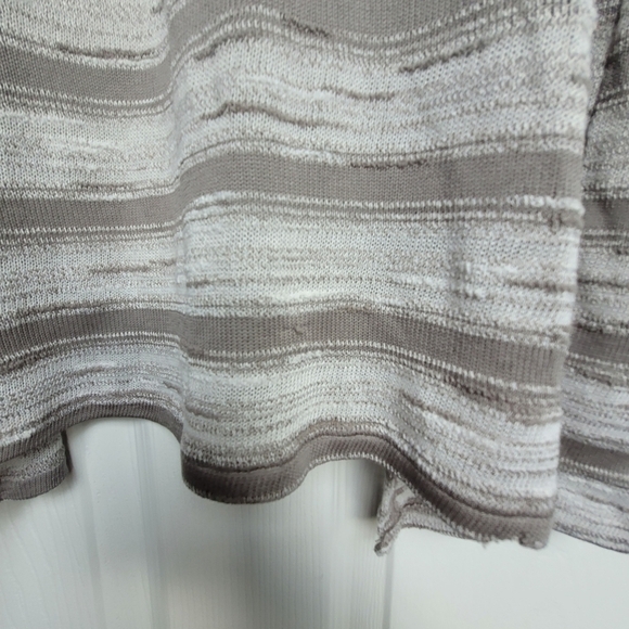 Bongo Juniors Long Hooded Cardigan Sweater Gray White Striped Size Large - Picture 12 of 13